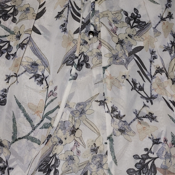 Umgee Dress Tunic Sleeveless Medium Sheer Boho Tie Front Thin Floral Ivory - Picture 4 of 5